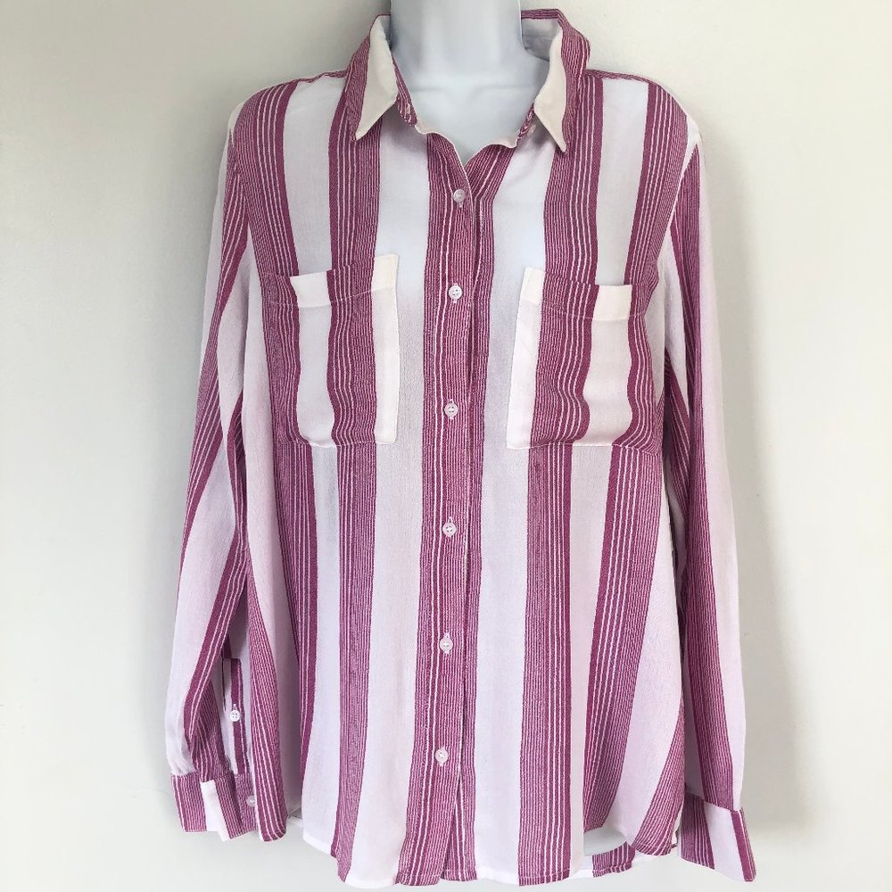 Nordstrom/BP Pink Striped Blouse -Size Medium